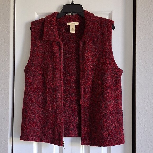Bechamel Red Zip Cable Knit Sweater Vest Women's Size M - Picture 7 of 12